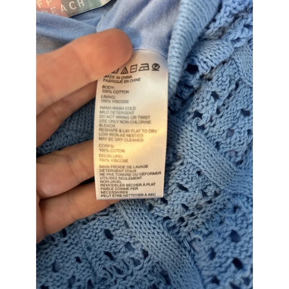 Free People Beach Quinn Crochet Flare Pull On Pants‎ Size S Blue Retro Inspired
